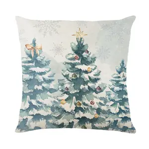 45x45cm árbol de Navidad impresión almohada conjuntos Navidad Lino decoración del hogar sala de estar sofá cojines sin núcleo de almohada