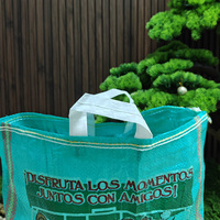 Sac en PP tissé coloré pour le marché sud-américain avec poignée en tissu, sac de courses en raphia durable avec impression de logo personnalisé