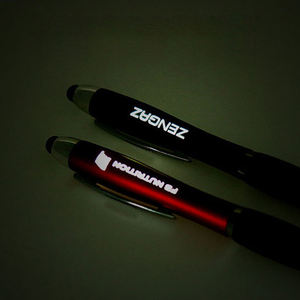 Stylo tactile mobile multifonction avec logo personnalisé, torche LED, stylo lumineux brillant, stylo publicitaire en plastique, stylo à bille avec logo - Product Image 5