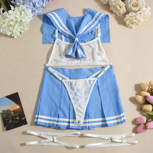 Conjunto de Lencería Erótica Azul Marino para Mujer, Dos Piezas, Falda Plisada, Body con Borlas, Ropa de Dormir, Estilo Madura, Juego de Roles Sexy - Product Image 6