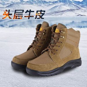 Snow <b>Boots</b> Men High Top Thickened Wool Anti Slip Injection Sole Outdoor Winter <b>Warm</b> Leather Fur Integrated <b>Work</b> Shoes - Product Image 5