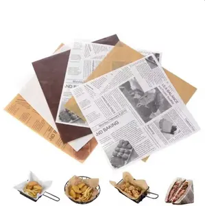 Échantillon gratuit de papier ciré sulfurisé de qualité alimentaire sandwich avec logo personnalisé Emballage de papier de soie d'emballage pour impression de pain hamburger