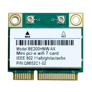 Tarjeta de red WiFi <span class=keywords><strong>7</strong></span> BE200 BE200HMW <span class=keywords><strong>MINI</strong></span> PCIe Bluetooth 5,4 Tri Band 2,4G/5G/6GHz 8774Mbps adaptador para PC Windows10/11 - Product Image 1
