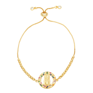 Bracelet ajustable en or plaqué or rétro avec pendentif Vierge Marie, bracelets religieux en or rétro pour femmes - Product Image 3