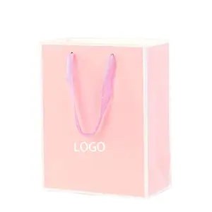 Custom Logo Printed Pink Luxury Jewelry Shopping Bag Premium Gift Packaging Jewelry Bags With Logo Custom