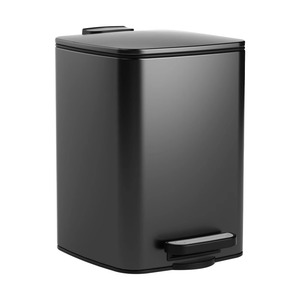 Kitchen trash can, household stainless steel, living room, foot-operated, bathroom, toilet, foot-operated, lidded, black, large - Product Image 4