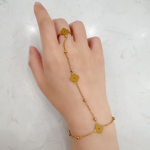 Conjunto de Anillo y Pulsera de Acero Inoxidable con Baño de Oro Titanio Tinora, Estilo Europeo-Americano para Mujer, Superventas - Product Image 3