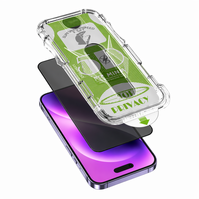 One-Click Dust Removal 28° Ultra-Narrow Privacy Tempered Glass Protector Quick Exhaust Auto Alignment Kit for iPhone 11-18