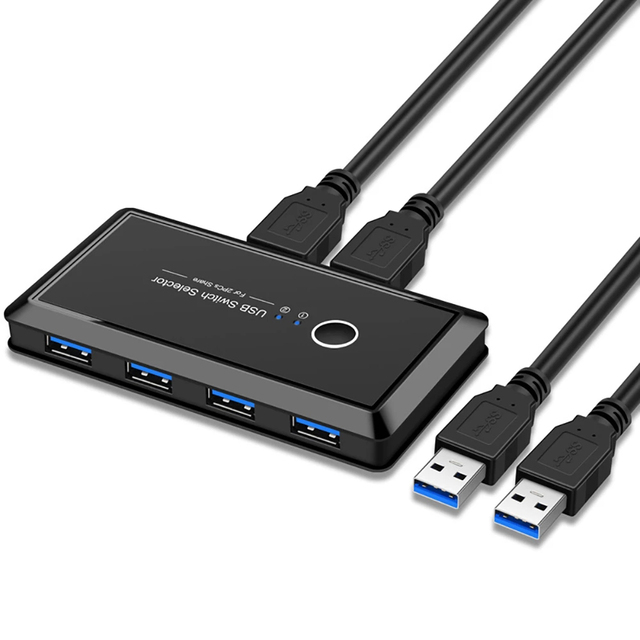 USB 3.0 Switch Selector 2 Port PCs Sharing 4 Devices USB 2.0 for Keyboard Mouse Scanner Printer Kvm Switch Hub
