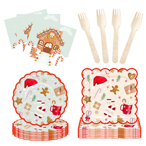 DAMAI Customized Christmas Party Tableware Set with Red Hat <b>House</b> <b>Socks</b> Patters Disposable Paper Plates Cups Napkins - Product Image 6