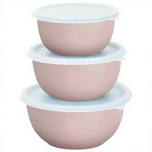 Ensemble de bols Euro Premium avec couvercle à prix de gros Bol rond en métal de 3 pièces en plusieurs couleurs Tailles 450 ml 700 ml 1200 ml - Product Image 1