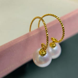 22875 DIY <b>Pearl</b> Accessories S925 <b>Silver</b> Earnail Empty Tray Gold <b>Silver</b> Jewelry Earhook with 7-13mm Round for <b>Pearl</b> <b>Earrings</b> - Product Image 4