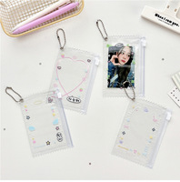 Pochette à fermeture éclair en PVC à pois de 3 pouces, populaire, pour cartes photo, badges, épingles et objets de collection, avec porte-clés mignon et breloque de sac