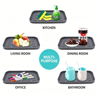 Voedselveilige siliconen afdruipbak, multifunctionele rechthoekige droogmat met afdruiprooster voor keuken, badkamer, beker- en fruitorganizer