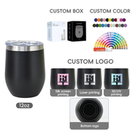 Vaso Térmico Personalizado para Vino de 12 oz de Acero Inoxidable de Doble Pared Sin Tallo con Aislamiento al Vacío en Forma de Huevo y Tapa