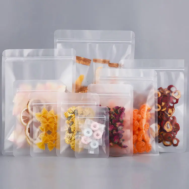 Petits sacs à fermeture éclair en plastique imprimés transparents Sac d'emballage alimentaire transparent avec fermeture éclair