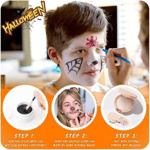 Kit de Palette de peinture non toxique avec 3 pinceaux pour enfants et adultes Art Theatre Halloween Party Cosplay Clown Corpse Paint <span class=keywords><strong>SFX</strong></span> <span class=keywords><strong>Makeup</strong></span> - Product Image 4