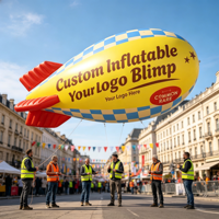 Zeppelin publicitaire gonflable en PVC imprimé sur mesure pour la promotion d'événements commerciaux