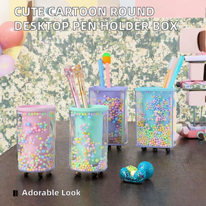 Yimian T152 Fantasy Cute Cartoon Round Desktop <b>Storage</b> Foam Penholder School <b>Stationery</b> <b>Box</b> Made/ of Plastic - Product Image 2