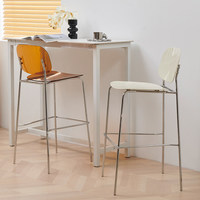 Tabouret de bar transparent, chaise haute de comptoir créative en acrylique de style nordique avec dossier pour gîte, complexe hôtelier, club et café