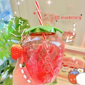 Garrafa de Água Criativa de Plástico Transparente com Canudo para Meninas e Estudantes, Atacado - Product Image 6