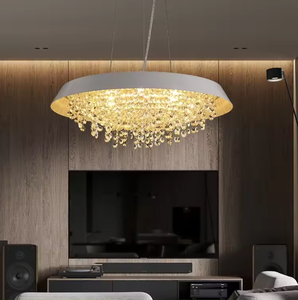 Zèle éclairage suspension lampe hôtel led luxe or plafond rond moderne cristal goutte de pluie lustre - Product Image 3