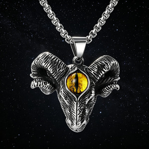 Yunnique Collier Tête de Chèvre Satan en Acier Titane, Pendentif Animal Géométrique, Bijou Unisexe Tendance - Product Image 2