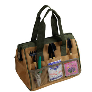 Multi Pocket Oxford Cloth <b>Tool</b> Bag With Top Handle Brown <b>Tool</b> <b>Storage</b> Bag For Garden And Repair Use - Product Image 3
