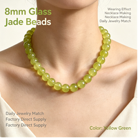 Perles en verre imitation jade lisses et brillantes de 8 mm, écologiques, pour la confection de bijoux faits main (bracelets, colliers)