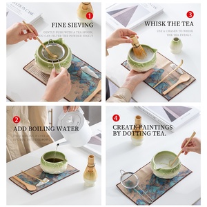 Ensemble traditionnel de thé matcha japonais - Ensemble complet avec fouet en bambou à motif de fleurs de cerisier roses, bol en céramique, fabriqué au <span class=keywords><strong>Japon</strong></span> - Product Image 4