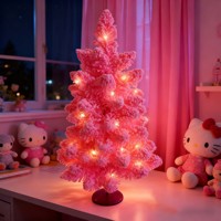 Neonpinker Vorbeleuchteter Mini-Weihnachtsbaum mit LED-Lichtern - Beschneiter Tisch-Weihnachtsbaum für Festliche Dekoration