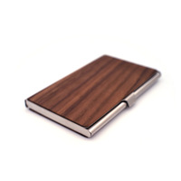 Porte-cartes de visite en bois Porte-cartes de visite en noyer noir Porte-cartes de visite en bois Portefeuille avec acier inoxydable