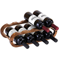 Support à vin moderne en bois d'acacia à 2 niveaux réglable avec porte-bouteilles pour armoire, comptoir, cuisine, bar - Vente en gros