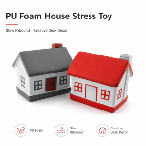 Balle anti-stress personnalisée en forme de maison en mousse PU à rebond lent, jouet à presser pour cadeaux promotionnels immobiliers et branding de courtiers en emprunts hypothécaires - Product Image 1