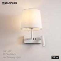 Lampe murale de lecture LED E27 Passun Lighting, abat-jour en tissu décoratif pour tête de lit de chambre d'hôtel