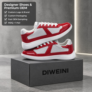 Zapatos de Diseñador de Lujo para Hombre y Mujer, Zapatillas Deportivas de Malla Roja y Blanca de Alta Calidad, Nuevas - Product Image 1