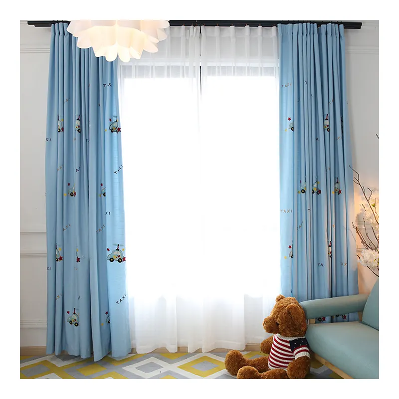 Innermor Cartoon Kid's Curtains For For Living Room Faux Linen 3D Embroidered Curtain For Bedroom Ready Made Drapes Customized
