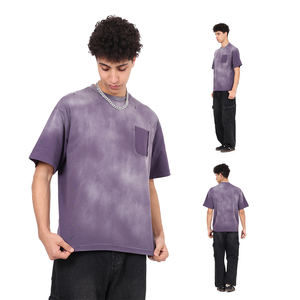 Camiseta de Manga Corta para Hombre, Estilo Vintage, 100% Algodón Lavado, con Bolsillo, Efecto Desgastado, Venta al Por Mayor - Product Image 2