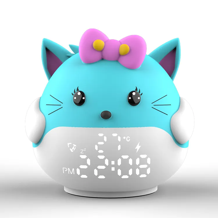 Anak-anak Desain Lucu Hewan Suara Piggy Kehidupan Malam Snooze Tampilan LED Digital Alarm Clock