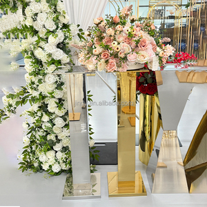 Décoration de fête de mariage, <span class=keywords><strong>colonne</strong></span> en métal élégante en acier inoxydable, or <span class=keywords><strong>brillant</strong></span>, argent, centre de table - Product Image 2