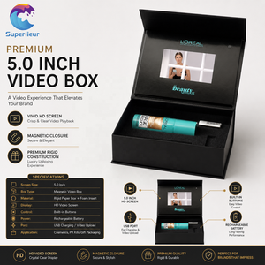 Superlieur Boîte cadeau électronique vidéo de luxe personnalisée avec écran LCD HD imprimé, style tiroir à interrupteur magnétique - Product Image 2
