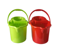 Seau à essorer pour serpillière en plastique 16L, couleurs assorties, sans roulettes, avec poignée en PP
