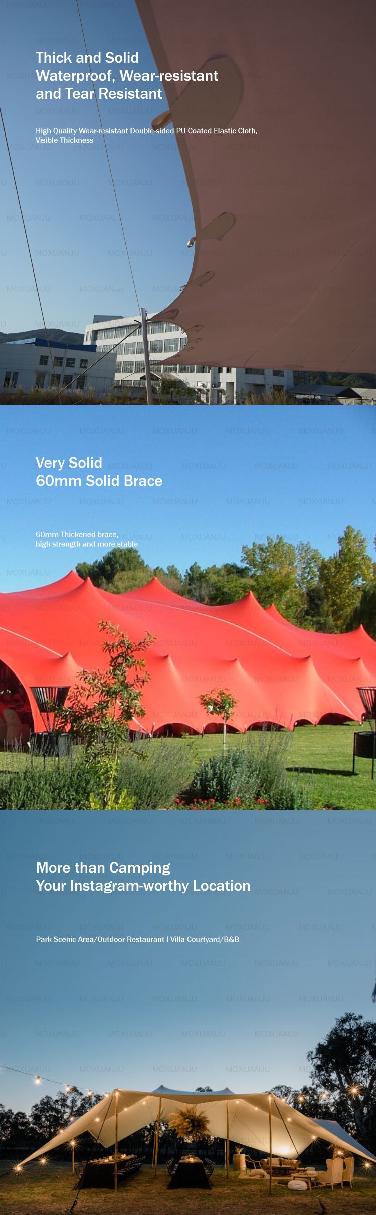 Large Holes Fabric Festival Wedding Event Stretch Tent For 300 Seater