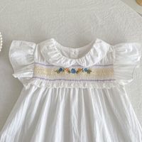 Ensemble Robe et Barboteuse Blanche Smockée pour Bébé Fille, Broderie Florale en Coton, Tenue Assortie Frères et Sœurs, Vêtements de Boutique Personnalisés ODM