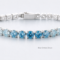 Bracelet tennis en acier inoxydable PVD zircon bleu dégradé pour marques de bijoux indépendantes