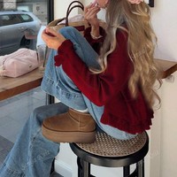 Personnalisé Automne Hiver Femmes Dentelle Design Décontracté Cardigan Tricoté Nouveau Style Pull à Manches Longues à la Mode Fabricant de Manteau de Finition
