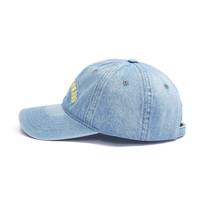 Casquette de baseball unisexe en jean noir délavé, personnalisable avec broderie de lettres et numéros de ville, style vintage, visière souple et incurvée, type Dad Hat