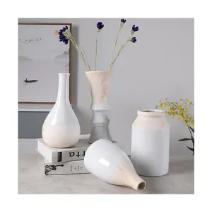婚礼白色陶瓷花瓶复古桌子花卉花瓶用于客厅室内家居装饰欧洲