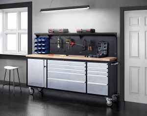 خزانة مرآب معدنية متينة قائمة بذاتها لورشة عمل السيارة بعجلات - Product Image 5