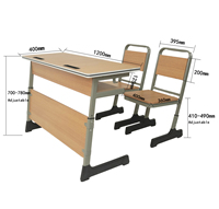 Ensemble chaise et table d'école modernes en plastique et métal avec bureau réglable et 2 tiroirs, certifié ISO pour la maison, le bureau et l'école